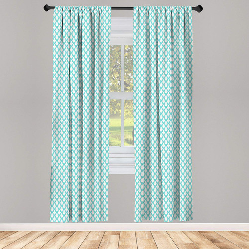Ambesonne Ethnic Window Curtains, Moroccan Mosaic Tile Pattern Abstract Middle Eastern Motifs Work of Art, Lightweight Decor 2-Panel Set with Rod Pocket, Pair of - 28" x 95", Turquoise