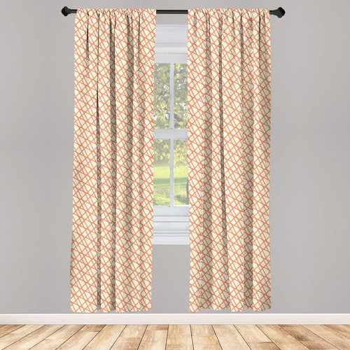 Ambesonne Yellow and Orange Window Curtains, Crossed Stripes Line Art Design Modern Diagonal Skewed Squares, Lightweight Decor 2-Panel Set with Rod Pocket, Pair of - 28" x 95", Yellow Orange