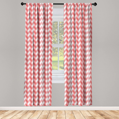 Ambesonne Coral Curtains, Retro Abstract Geometric Striped Pattern with Chevron Zigzags Triangular, Window Treatments 2 Panel Set for Living Room Bedroom, Pair of - 28" x 95", Coral Dark Coral White Ambesonne Coral Curtains, Retro Abstract Geometric Striped Pattern with Chevron Zigzags Triangular, Window Treatments 2 Panel Set for Living Room Bedroom, Pair of - 28" x 95", Coral Dark Coral White
