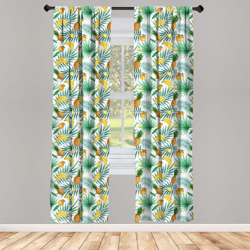 Ambesonne Watercolor Window Curtains, Exotic Fruits Pattern Pineapples Bananas Oranges Tropical Leaves, Lightweight Decor 2-Panel Set with Rod Pocket, Pair of - 28" x 95", Green Yellow Pale Brown Ambesonne Watercolor Window Curtains, Exotic Fruits Pattern Pineapples Bananas Oranges Tropical Leaves, Lightweight Decor 2-Panel Set with Rod Pocket, Pair of - 28" x 95", Green Yellow Pale Brown