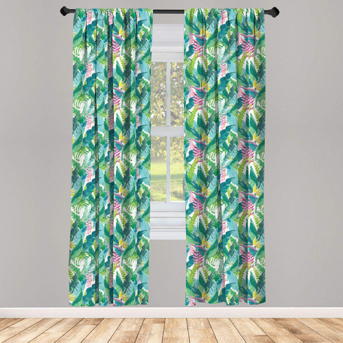 Ambesonne Watercolor Curtains, Exotic Jungles of Hawaii Inspired Fresh Green Leaves Tropical Plants Art, Window Treatments 2 Panel Set for Living Room Bedroom, Pair of - 28" x 95", Green Pink White Ambesonne Watercolor Curtains, Exotic Jungles of Hawaii Inspired Fresh Green Leaves Tropical Plants Art, Window Treatments 2 Panel Set for Living Room Bedroom, Pair of - 28" x 95", Green Pink White