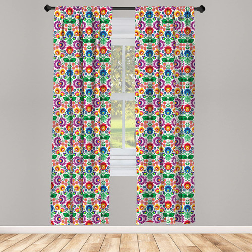 Ambesonne Traditional Curtains, Polish Pattern with Floral Motifs and Folkloric Elements Native Cultural, Window Treatments 2 Panel Set for Living Room Bedroom, Pair of - 28" x 95", Multicolor Ambesonne Traditional Curtains, Polish Pattern with Floral Motifs and Folkloric Elements Native Cultural, Window Treatments 2 Panel Set for Living Room Bedroom, Pair of - 28" x 95", Multicolor