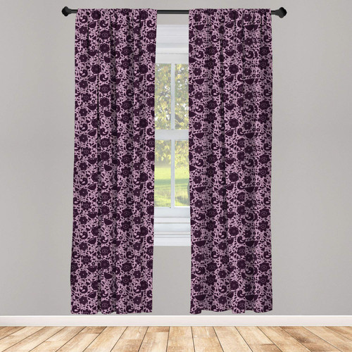 Ambesonne Floral Curtains, Doodle Abstract Pattern with Silhouettes of Birds and Flowers Nature Inspired, Window Treatments 2 Panel Set for Living Room Bedroom, Pair of - 28" x 95", Lilac and Plum Ambesonne Floral Curtains, Doodle Abstract Pattern with Silhouettes of Birds and Flowers Nature Inspired, Window Treatments 2 Panel Set for Living Room Bedroom, Pair of - 28" x 95", Lilac and Plum