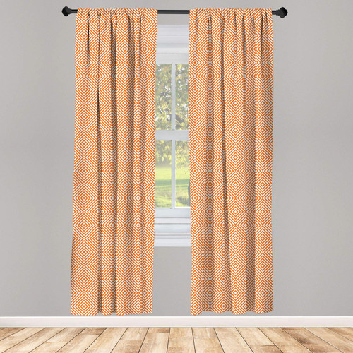 Ambesonne Geometric Window Curtains, Modernistic Rhombus Illusion Simplicity with Stripes Abstract Theme, Lightweight Decor 2-Panel Set with Rod Pocket, Pair of - 28" x 95", Burnt Orange White Ambesonne Geometric Window Curtains, Modernistic Rhombus Illusion Simplicity with Stripes Abstract Theme, Lightweight Decor 2-Panel Set with Rod Pocket, Pair of - 28" x 95", Burnt Orange White