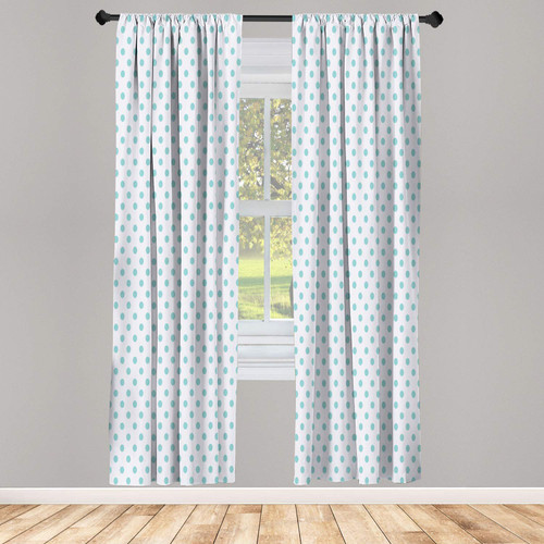 Ambesonne Polka Dots Window Curtains, Tiny Little Retro Circles Vintage Style Geometric Round Motifs Composition, Lightweight Decorative 2-Panel Set & Rod Pocket, Pair of - 28" x 95", Mint Green