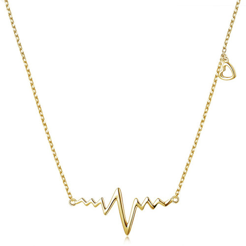 925 Sterling Silver 18k Gold Plated Life Line Heart EKG Heartbeat Choker Necklace Nurses' Day Gift for Women Girls Graduates,18 inch 925 Sterling Silver 18k Gold Plated Life Line Heart EKG Heartbeat Choker Necklace Nurses' Day Gift for Women Girls Graduates,18 inch