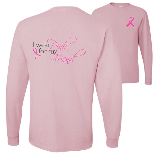 wild custom apparel I Wear Pink for My Friend Breast Cancer Awareness Front&Back Mens Long Sleeves, Light Pink, 2XL wild custom apparel I Wear Pink for My Friend Breast Cancer Awareness Front&Back Mens Long Sleeves, Light Pink, 2XL