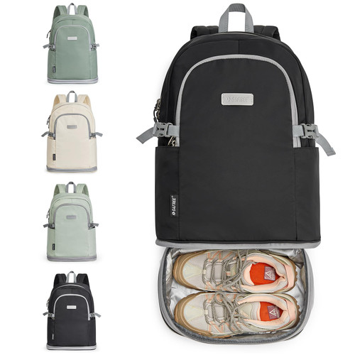 G4Free Gym Backpack For Women with Shoes Compartment & Wet Pocket Waterproof Travel Backpack Lightweight Sports Backpack Swimming Backpack Gym Bag (Black)