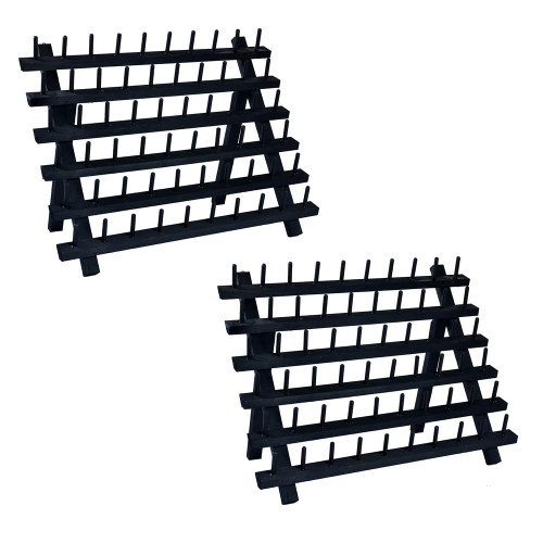 NW Colorful 60-Spools Wooden Thread Holder Sewing and Embroidery Thread Rack and Organizer Thread Rack for Sewing with Hanging Hooks (Blackx2)