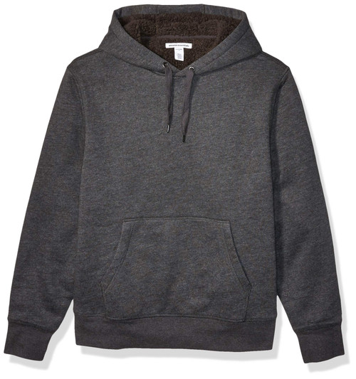Amazon Essentials Men's Sherpa-Lined Pullover Hoodie Sweatshirt, Charcoal Heather, XX-Large