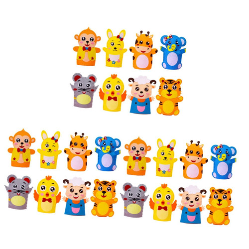 Toyvian 24 Pcs Children DIY Hand Puppet Craft Hand Puppet Kit DIY Hand Puppet Kit Animal Puppet Kit Hand Puppet Making Kit Hand Puppet Art Kids Felt Crafts Toys Baby Delicate Toddler