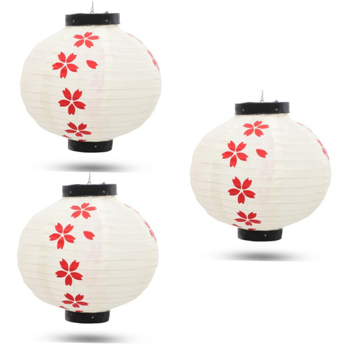 Holibanna 3pcs Japanese Style Cherry Blossom Lantern Outdoor Lanterns Outdoor Decorations Deco Outdoor Dining Room Decor Hanging Paper Lanterns Paper Lanterns with Lights Japanese Ornament