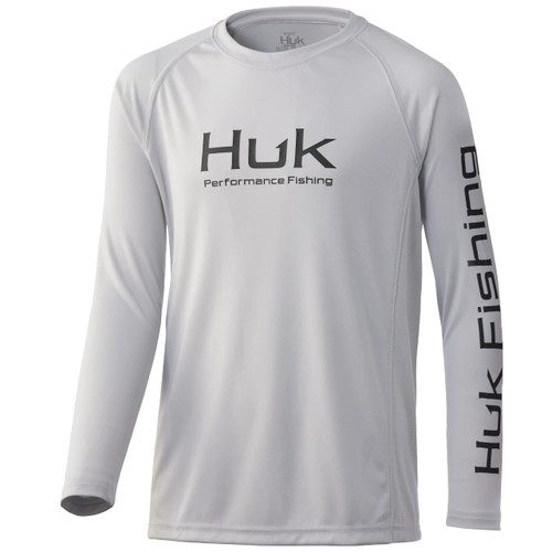 HUK Kids' Standard Pursuit Long Sleeve Sun Protecting Fishing Shirt, Oyster, Small