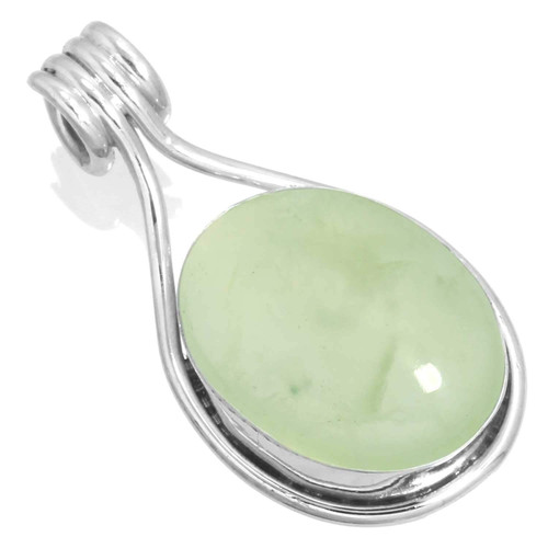 JEWELOPORIUM 925 Sterling Silver Pendant for Women Green Natural Prehnite Stone Boho Silver Pendant Necklace Mothers' Day Gift Statement Jewelry JEWELOPORIUM 925 Sterling Silver Pendant for Women Green Natural Prehnite Stone Boho Silver Pendant Necklace Mothers' Day Gift Statement Jewelry