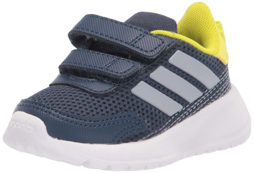 Adidas Tensaur Running Shoe, Crew Navy/Halo Silver/Acid Yellow, 4 US Unisex Big Kid