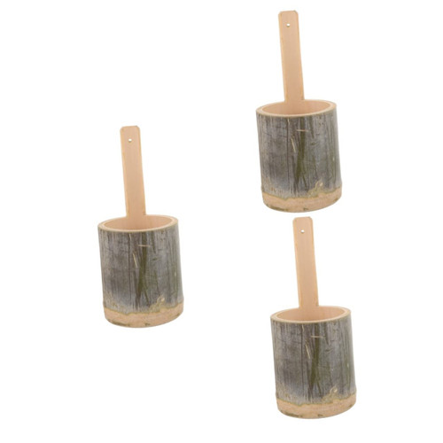 BESTOYARD 3pcs Bamboo Flower Pot Hanging Plant Pot Wood Flower Wall Basket Hanging Pots for Plants Outdoor Decorative Planters Hanging Wall Planter Indoor Cylinder Wall Hanging Basket