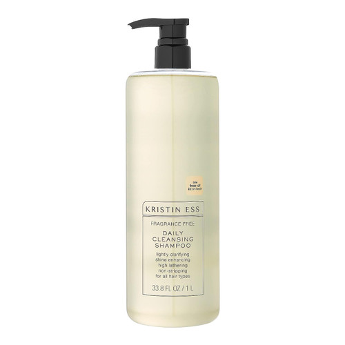 Kristin Ess Hair Fragrance Free Daily Cleansing Shampoo, Lightly Clarifying, Shine Enhancing, Vegan, Color + Keratin Safe, 33.8 fl oz