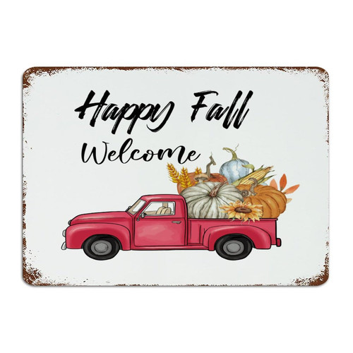 Happy Fall Decorative Metal Sign Customized Yard Signs Religious Pumpkin Christian Gifts Home Decor Garage Signs for Laundry Indoor Backyard 10x14 Inch