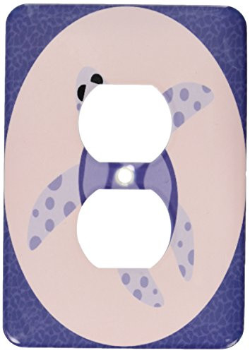 3dRose lsp_25405_6 Cute Sea Turtle Blue and Pink 2-Plug Outlet Cover