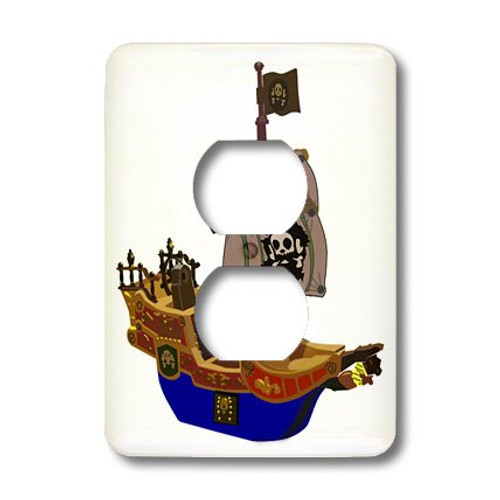 3dRose LLC lsp_41710_6 Blue N Brown Pirate Ship, 2 Plug Outlet Cover 3dRose LLC lsp_41710_6 Blue N Brown Pirate Ship, 2 Plug Outlet Cover