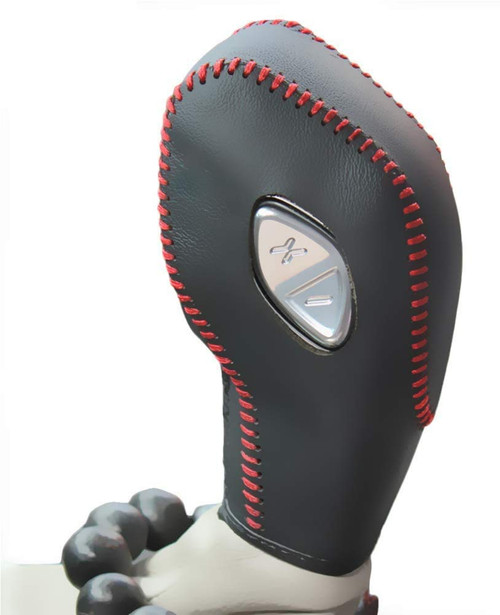 Loncky Black Genuine Leather Gear Shift Knob Cover for 2012-2016 Ford Focus/2014-2016 Ford Fiesta/2013-2016 Ford Fusion S SE/2013-2016 Ford Escape/2013-2016 Ford Transit C-Max Automatic Accessories