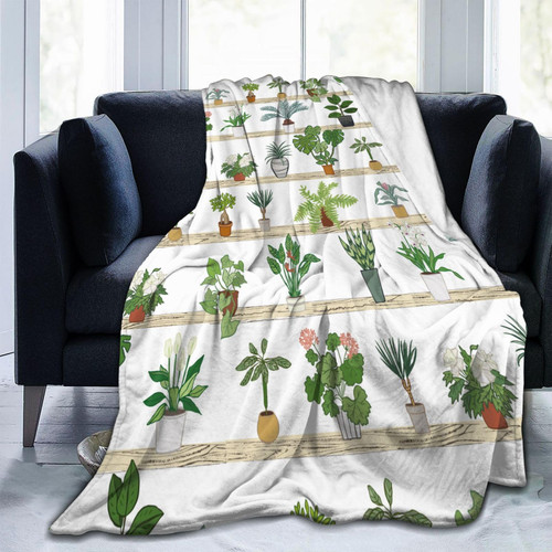 Plants Throw Blanket Soft Travel Blanket Lightweight Outdoor Blankets Warm Plants Blanket All Seasons Fluffy Flannel Blanket for Sofa Couch Bed (50"x40")