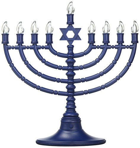 Rite Lite LTD Led Menorah Battery Operated Tinted Blue Bulbs
