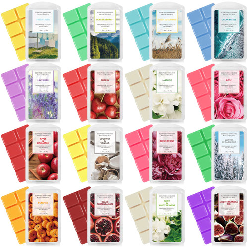 SCENTORINI Scented Wax Melts, Wax Cubes, Scented Soy Wax Melts, Wax Melts, 16 Scents Including Floral, Fruity and Fresh Mixed, 16 x 2.5 oz SCENTORINI Scented Wax Melts, Wax Cubes, Scented Soy Wax Melts, Wax Melts, 16 Scents Including Floral, Fruity and Fresh Mixed, 16 x 2.5 oz