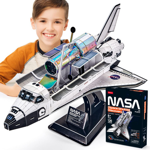 NASA Space Shuttle Discovery 3D Puzzles for Adults Kids Space Toys for Boys 5-8 Rocket Ship Puzzles for Kids Ages 8-10 12-14 Building Toys Crafts for Adult Space Exploration Puzzle, 126 Pieces