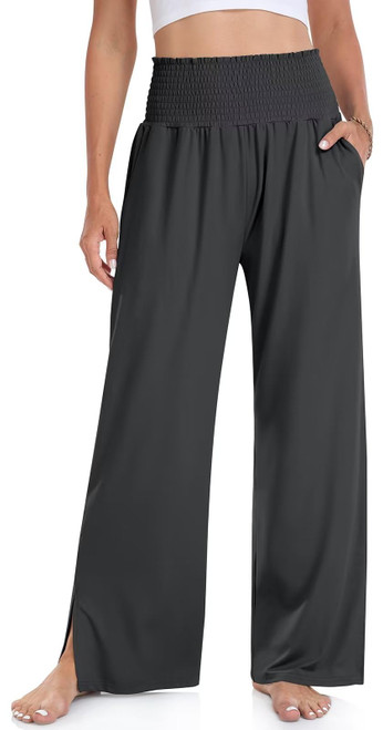 UEU Women Wide Leg Pants Plus Size High Waist Yoga Sweatpants Casual Loose Lounge Palazzo Pants Pockets, Dark Gray, XL UEU Women Wide Leg Pants Plus Size High Waist Yoga Sweatpants Casual Loose Lounge Palazzo Pants Pockets, Dark Gray, XL