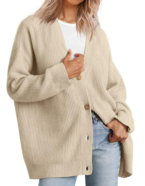 Hzxsny Women's Cardigan Sweater 2023 Open Front Oversized Button Lightweight Knit Sweaters Loose Cardigans Knit Outwear