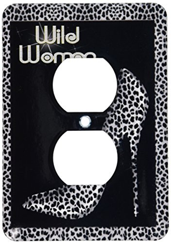 3dRose LLC lsp_21802_6 Silver Cheetah Print Wild Woman Stiletto Pump And Bling, 2 Plug Outlet Cover
