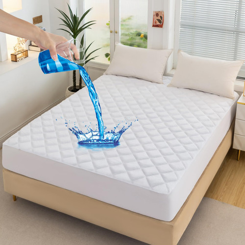 Yinlnpaul Breathable Mattress Protector Soft Vevlet Full Quilted Mattress Pad Waterproof Bed Fitted Sheet, Noiseless Mattress Topper Cover with Deep Pocket Fitted to 21" Deep, Dust Proof Full Size Yinlnpaul Breathable Mattress Protector Soft Vevlet Full Quilted Mattress Pad Waterproof Bed Fitted Sheet, Noiseless Mattress Topper Cover with Deep Pocket Fitted to 21" Deep, Dust Proof Full Size