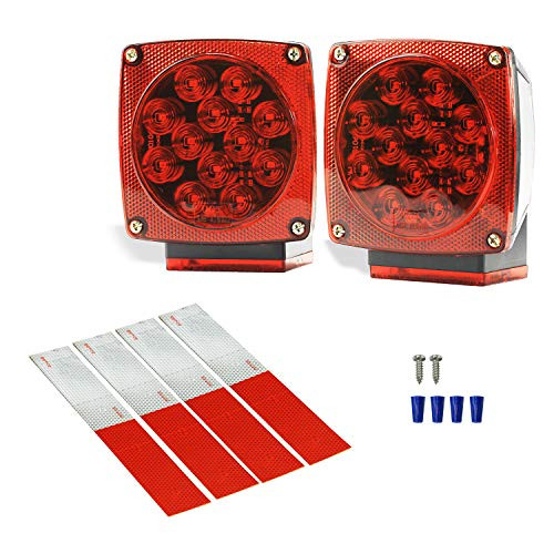 Wellmax 12V LED Trailer Lights | Utility Bulbs for Easy Assembly | Submersible Tail Lights for: RV, Marine, Boat, Trailer + for Outdoor terrains | DOT Compliant