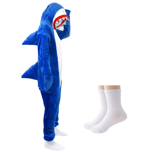 U-ParBoo Shark Onesie Adult, Shark Costume Adult Animal Onesie Halloween Costume Christmas One Piece Pajamas Sleepwear for Adult Blue Shark L