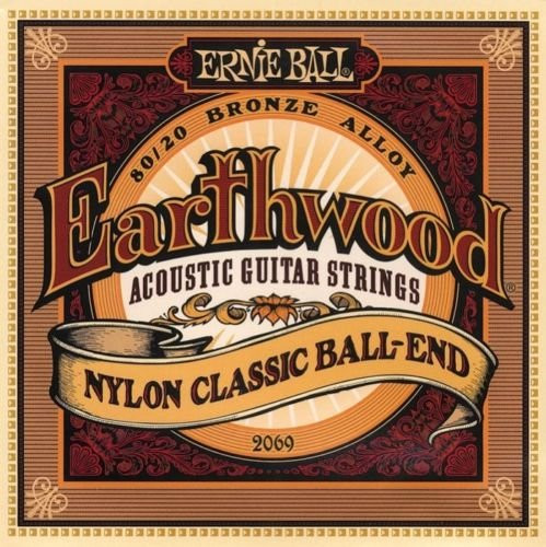 Ernie Ball 2069 Earthwood Acoustic Guitar Strings Nylon Classic Ball-end