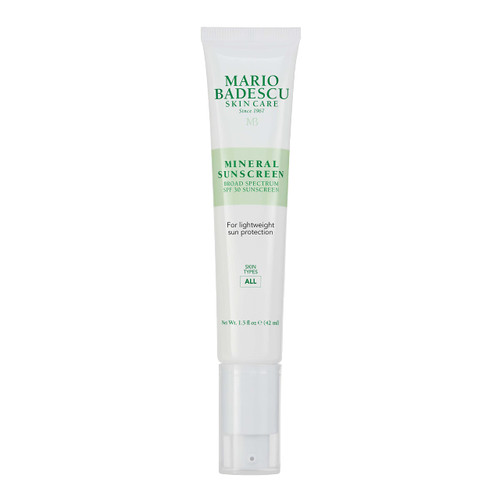 Mario Badescu Mineral Sunscreen SPF 30 for All Skin Types | Reef Safe, Oil-free Moisturizer Formulated with Zinc Oxide, Hyaluronic Acid & Antioxidants | 1.5 Fl Oz