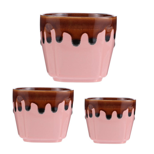 Yardwe 3pcs Ceramic Flowerpot Decorative Succulent Pot Ceramic Flower Pot Desk Flower Pot Mini Flower Pot Pottery Vase Ceramic Pot Bonsai Pots Mini Vase Mini Pots Plant Blush Ceramics
