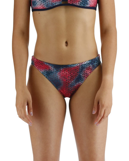 TYR Women's Standard Durafast Elite Classic Bikini Swimsuit Bottom, Red/Multi, Small