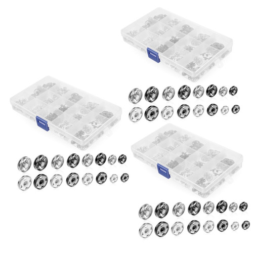 SEWACC 3 Boxes Metal snap Button Snaps for Leather Jeans Buttons Metal Buttons Press Studs Metal for Clothing Press Stud Cap Clothing snap Fastener Snaps Fastener for Sewing snap Buttons