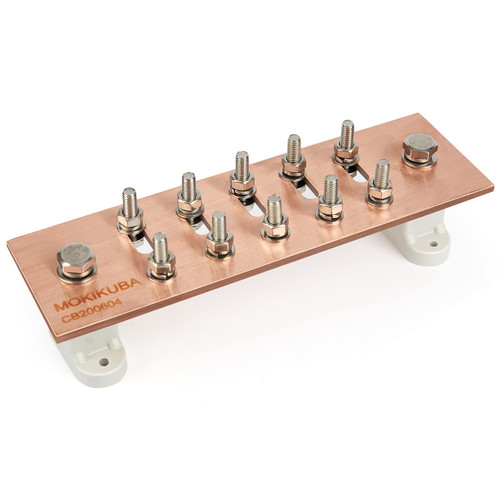 Wall Mounted Ground Bar Kit-Copper Bus Bar 7.88"x2.36"x .157" with 1/4" Terminal Positions and UL Material BusBar Insulator Posts (1/4" Smart)