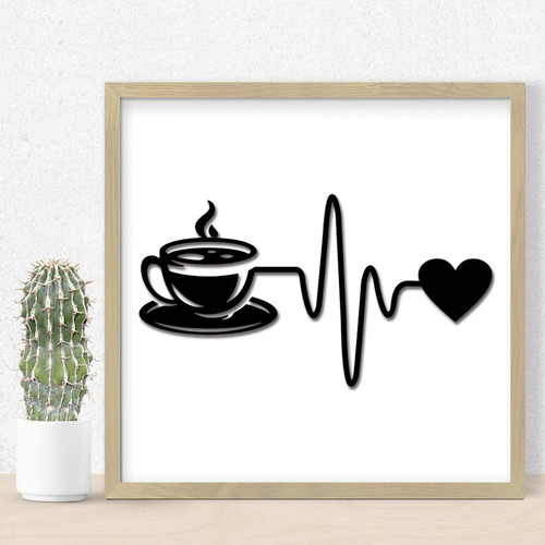 Coffee Framed Wooden Sign Rustic Decor Hanging Black Coffee Cup Silhouette Signs Custom Wood Sign for Table Laundry Front Porch 12x12in