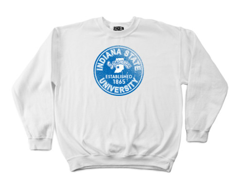 Indiana State Sycamores 50/50 Blended 8-Ounce Vintage Circle Crewneck Sweatshirt, Large, White