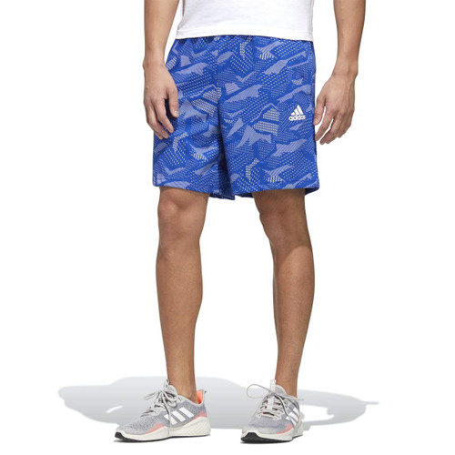 adidas mens Essentials All Over Print Shorts Team Royal Blue/White X-Small