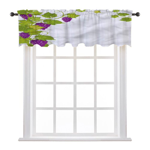 LIGUTARS Valances for Kitchen, Vineyard Abstract Half Window Curtain, Italian Latin Artistic, 42" W x 18" L, Kitchen Windows Bathroom Bedroom, Multicolor