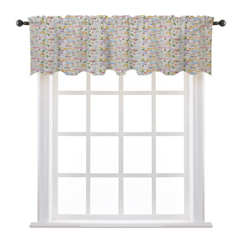 LIGUTARS Valance Curtains, Colorful Window Curtain, Cartoon Style Forest Animals Hedgehog Fox and, 42" W x 18" L, Bedroom Bathroom Living Room Dining Room, Multicolor