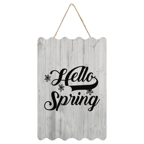 Hello Spring Wall Decor Signs Rustic Wood Sign Plaque Retro Wall Art Wood Plaque Sign Home Decor for Laundry Mantel 8x12 Inch