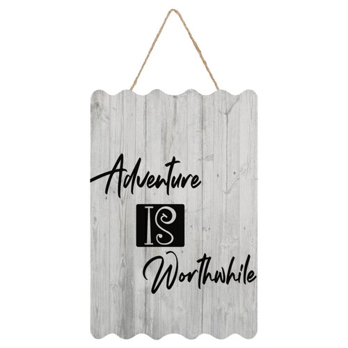 Personalized Wall Decoration Wood Signs Adventure is Worthwhile Positive Wall Art Wood Plaque Sign 8x12 Inch Wooden Hanging Signs Home Decor for Laundry Window