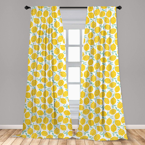 Lunarable Mint and Yellow Curtains, Summer Fruit Pattern with Dots Stripes Doodle Lemons and Leaves, Window Treatments 2 Panel Set for Living Room Bedroom, Pair of - 28" x 63", Mint Green Lunarable Mint and Yellow Curtains, Summer Fruit Pattern with Dots Stripes Doodle Lemons and Leaves, Window Treatments 2 Panel Set for Living Room Bedroom, Pair of - 28" x 63", Mint Green