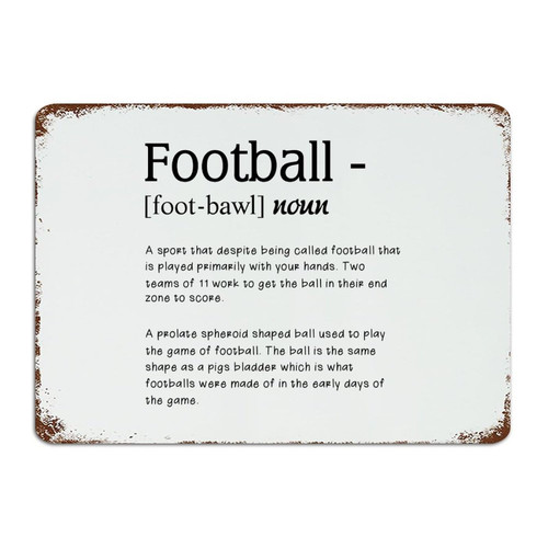 Fashion Chic Metal Signs Football Noun Definition Man Cave Decor Tin Signs for Office Dining Room Business Word Description Art Poster Gift for Living Room 10x14 Inch